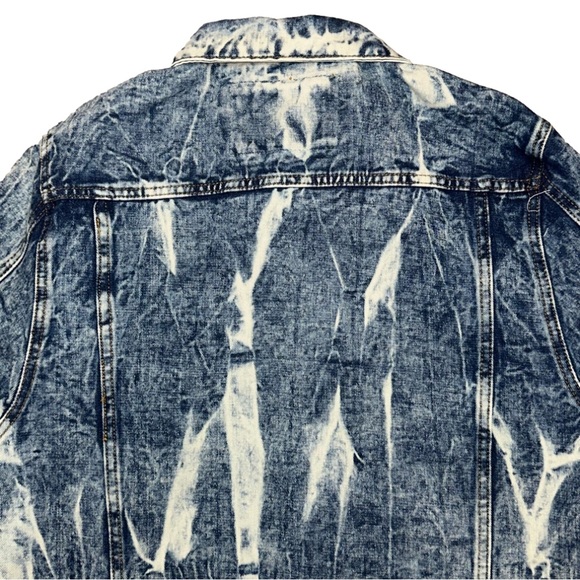 Rolling Paper Acid Wash Distressed Denim Jean Jacket Blend Unisex size Large✨ - Picture 16 of 16